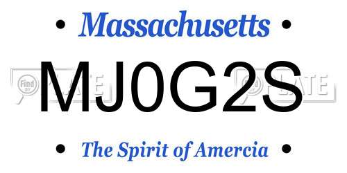 MJ0G2S Massachusetts License Plate