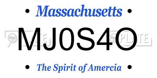 MJ0S4O Massachusetts License Plate