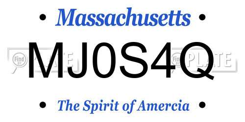 MJ0S4Q Massachusetts License Plate