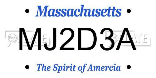MJ2D3A Massachusetts License Plate