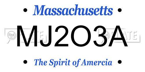 MJ2O3A Massachusetts License Plate