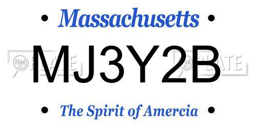 MJ3Y2B Massachusetts License Plate