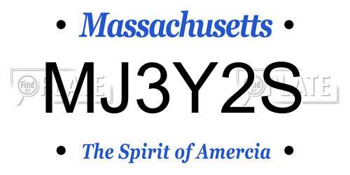 MJ3Y2S Massachusetts License Plate
