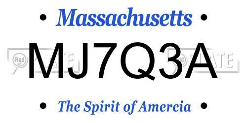 MJ7Q3A Massachusetts License Plate