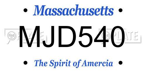 MJD540 Massachusetts License Plate