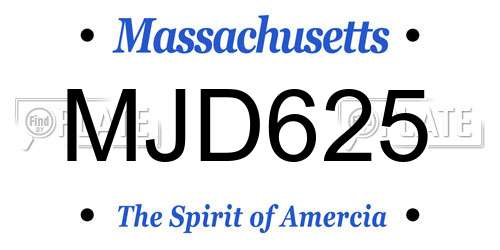 MJD625 Massachusetts License Plate