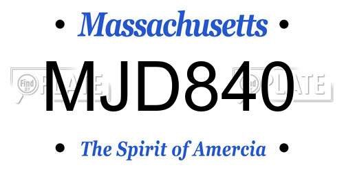 MJD840 Massachusetts License Plate