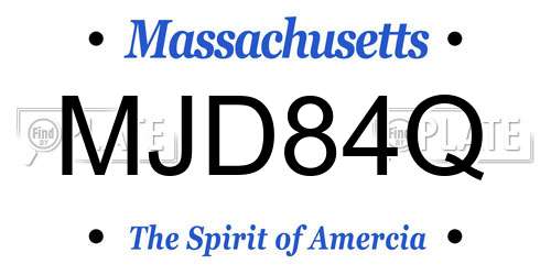 MJD84Q Massachusetts License Plate