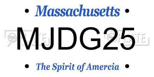 MJDG25 Massachusetts License Plate