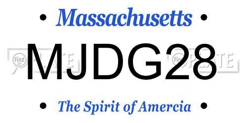 MJDG28 Massachusetts License Plate