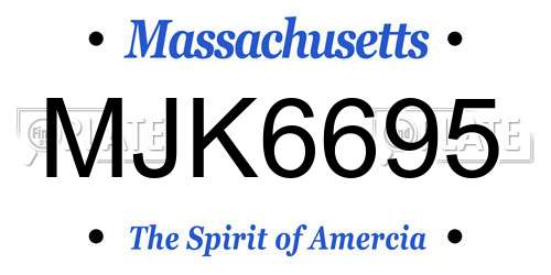 MJK6695 Massachusetts License Plate