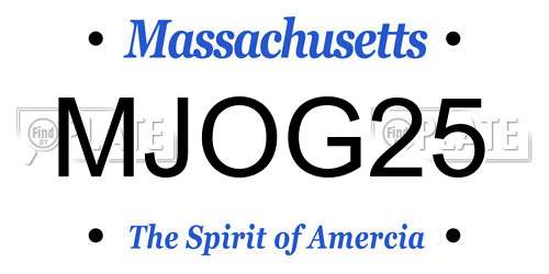 MJOG25 Massachusetts License Plate