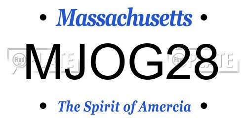 MJOG28 Massachusetts License Plate