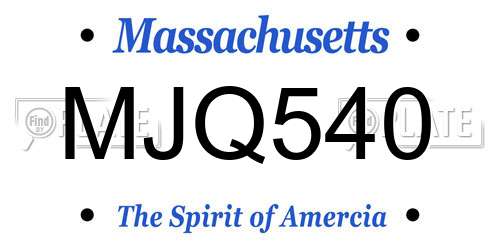 MJQ540 Massachusetts License Plate