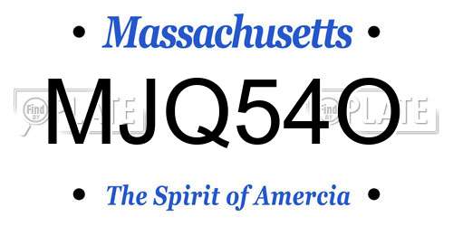 MJQ54O Massachusetts License Plate