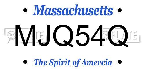 MJQ54Q Massachusetts License Plate