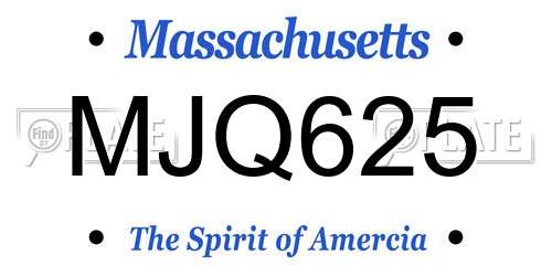 MJQ625 Massachusetts License Plate