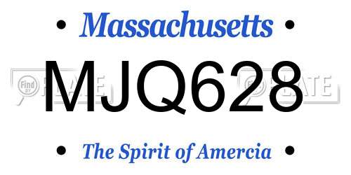 MJQ628 Massachusetts License Plate