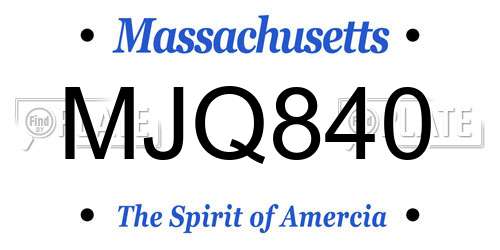 MJQ840 Massachusetts License Plate