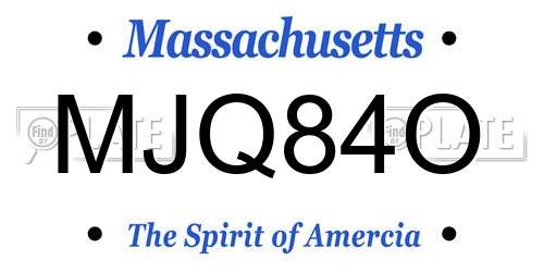 MJQ84O Massachusetts License Plate