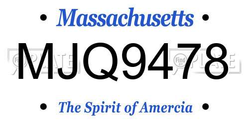 MJQ9478 Massachusetts License Plate