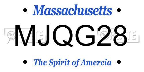 MJQG28 Massachusetts License Plate