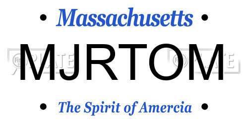 MJRTOM Massachusetts License Plate