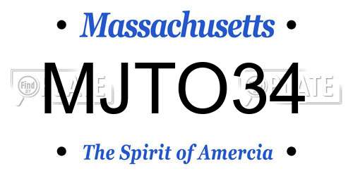 MJTO34 Massachusetts License Plate