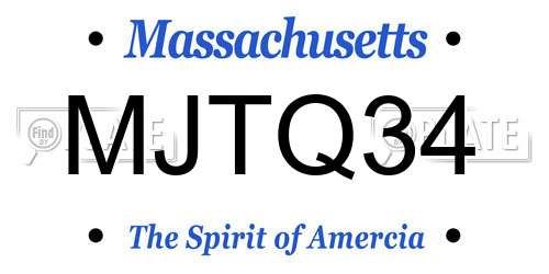 MJTQ34 Massachusetts License Plate