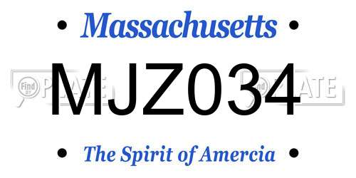 MJZ034 Massachusetts License Plate