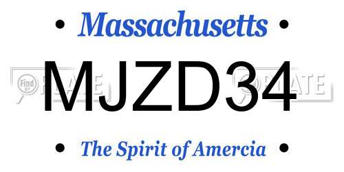 MJZD34 Massachusetts License Plate