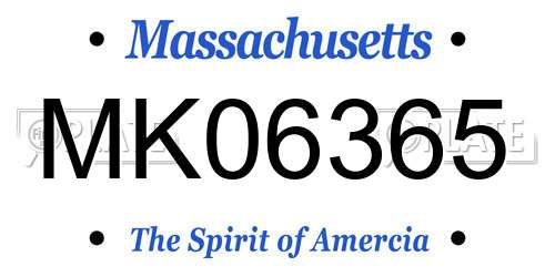 MK06365 Massachusetts License Plate