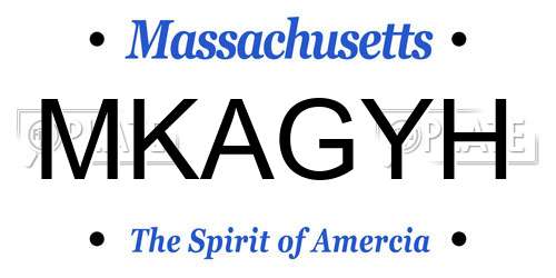 MKAGYH Massachusetts License Plate