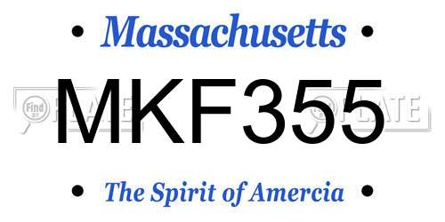 MKF355 Massachusetts License Plate