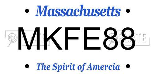 MKFE88 Massachusetts License Plate