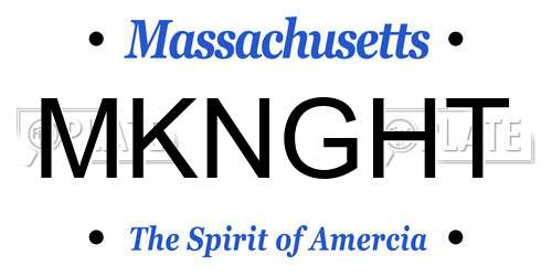 MKNGHT Massachusetts License Plate