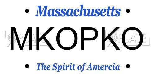 MKOPKO Massachusetts License Plate