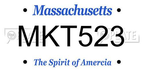 MKT523 Massachusetts License Plate
