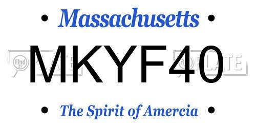 MKYF40 Massachusetts License Plate