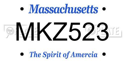 MKZ523 Massachusetts License Plate