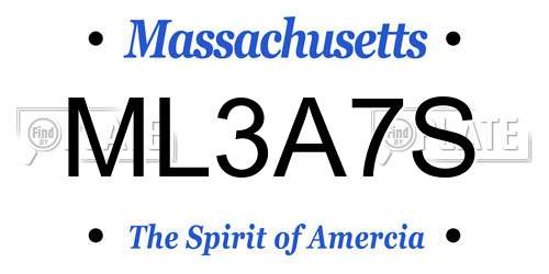 ML3A7S Massachusetts License Plate