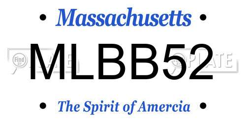 MLBB52 Massachusetts License Plate