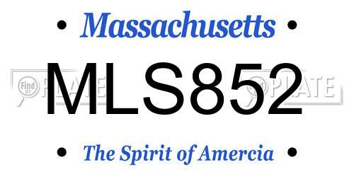 MLS852 Massachusetts License Plate
