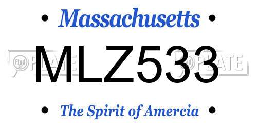 MLZ533 Massachusetts License Plate
