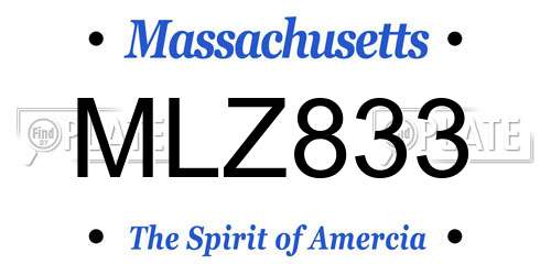 MLZ833 Massachusetts License Plate