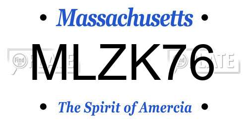 MLZK76 Massachusetts License Plate