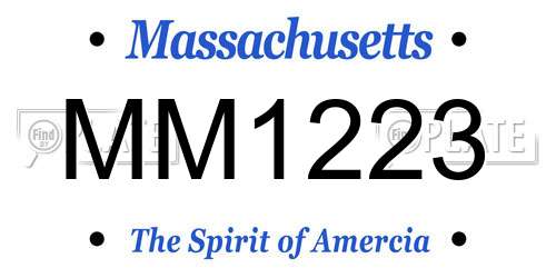 MM1223 Massachusetts License Plate