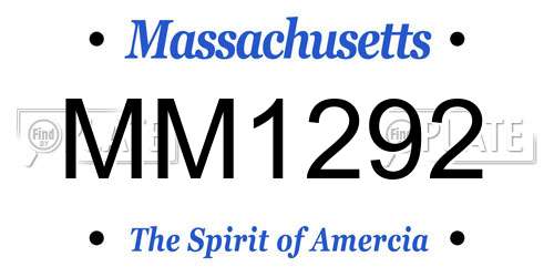 MM1292 Massachusetts License Plate