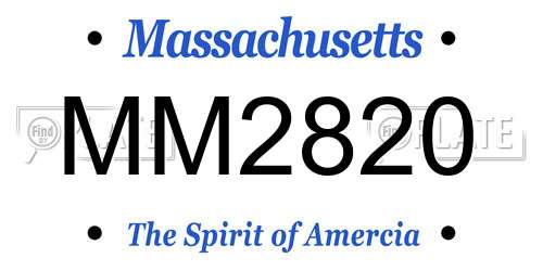 MM2820 Massachusetts License Plate