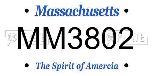 MM3802 Massachusetts License Plate